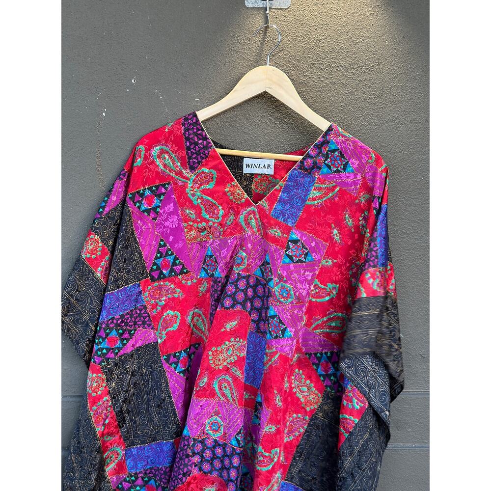 Vintage Winlar Katftan Women's One Size Colorful Satin Feel Boho Hippie Lounge - Picture 3 of 6